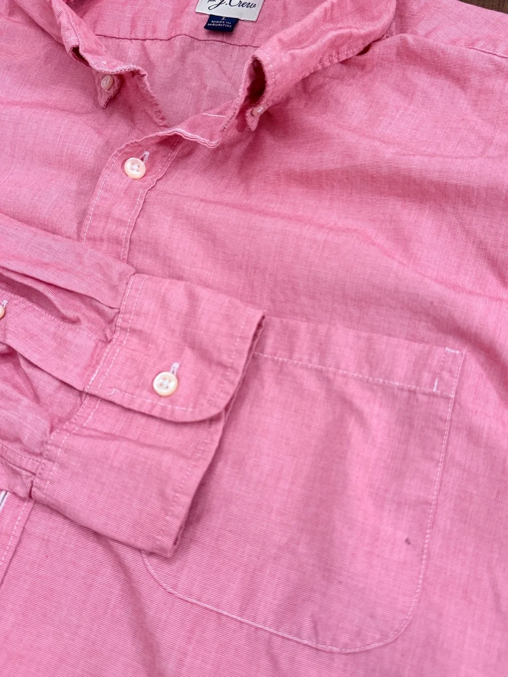 J. Crew Men's 2ply Pink Button-Down Casual Shirt